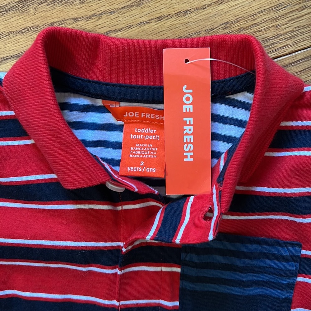 Joe fresh patchwork stripe polo 2T - Picture 2 of 3